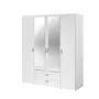 PARISOT Armoire VARIA - Décor blanc - 4 portes battantes + 2 miroirs + 2 tiroirs - L 160 x H 185 x P 51 cm - PARISOT