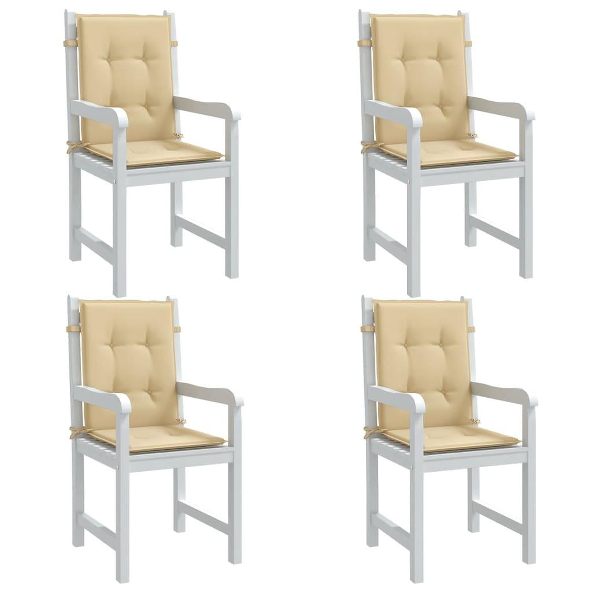 VIDAXL Coussins de chaise a dossier bas lot de 4 beige melange tissu