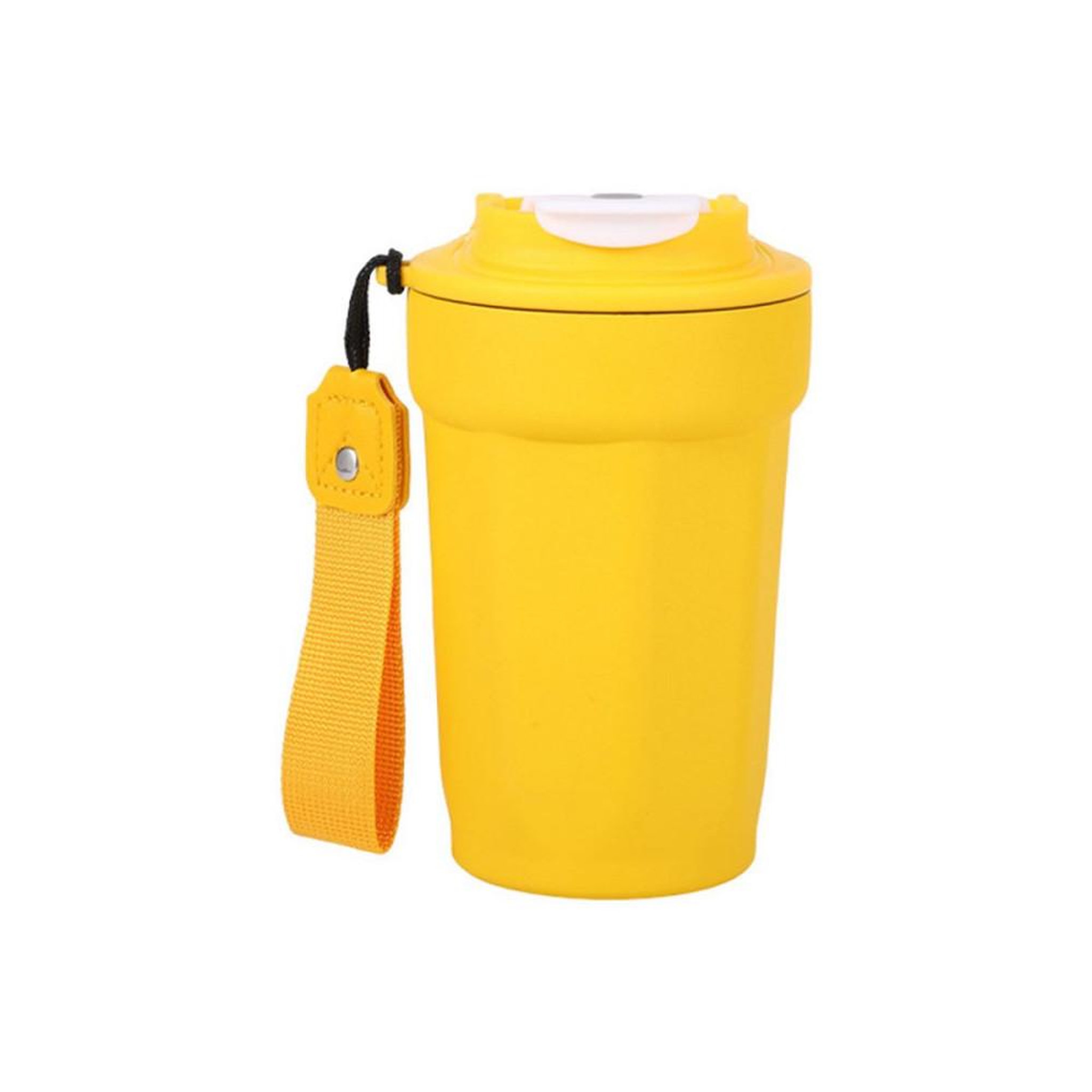 Mug isotherme thermos portable 450 ml inox double vide et couvercle étanche à deux positions, anses amovible, base antidérapante