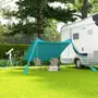 OUTSUNNY Tente de plage - abri solaire de camping - poteaux, piquets inclus - polyester-élasthanne bleu