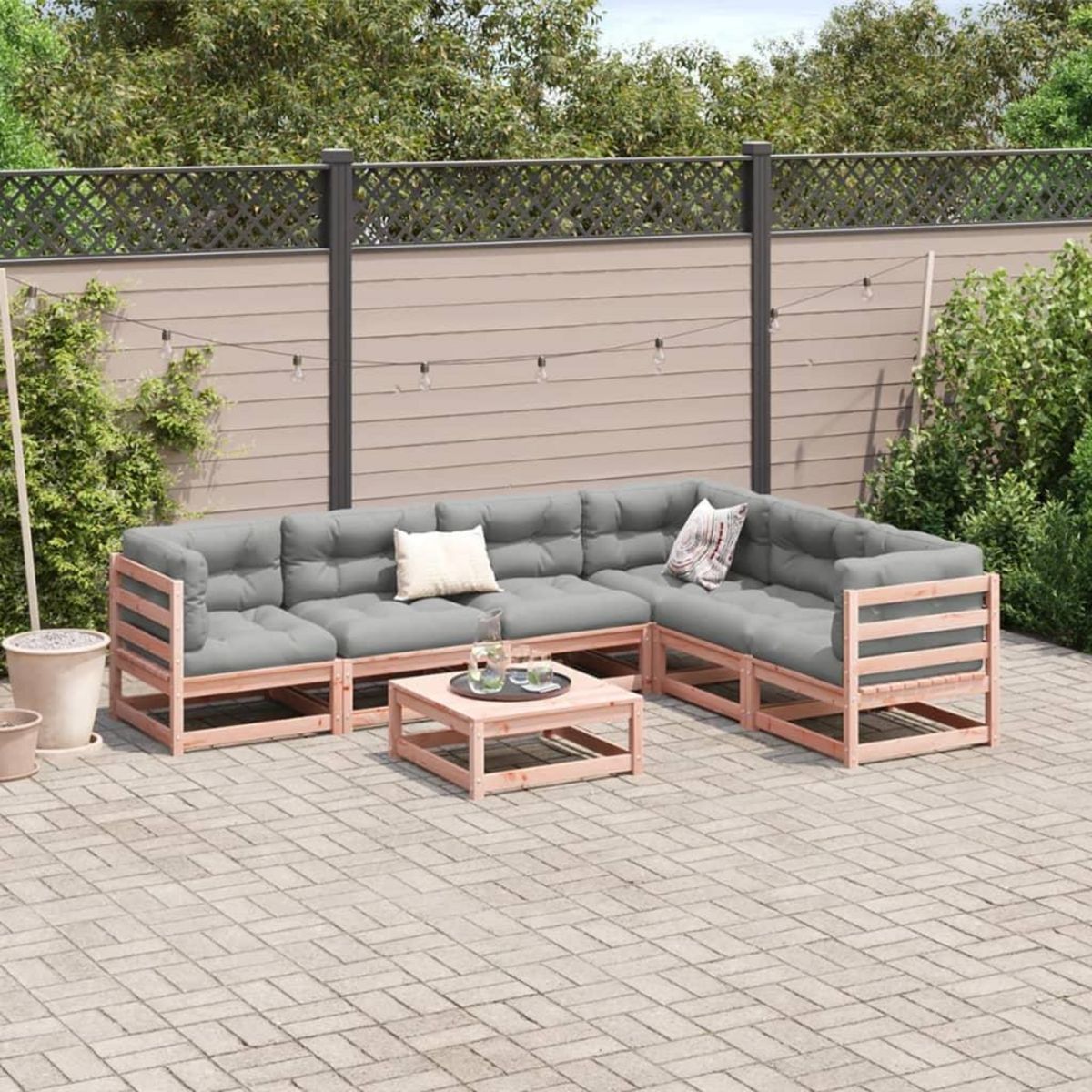 VIDAXL Salon de jardin 7 pcs bois massif sapin de douglas