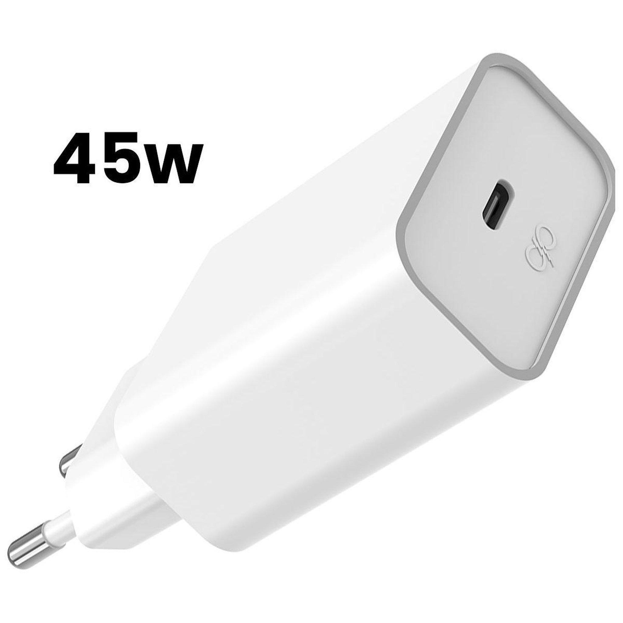 Voir la diapositive 4 : FORCE POWER Chargeur 45w usb c blanc recyclé