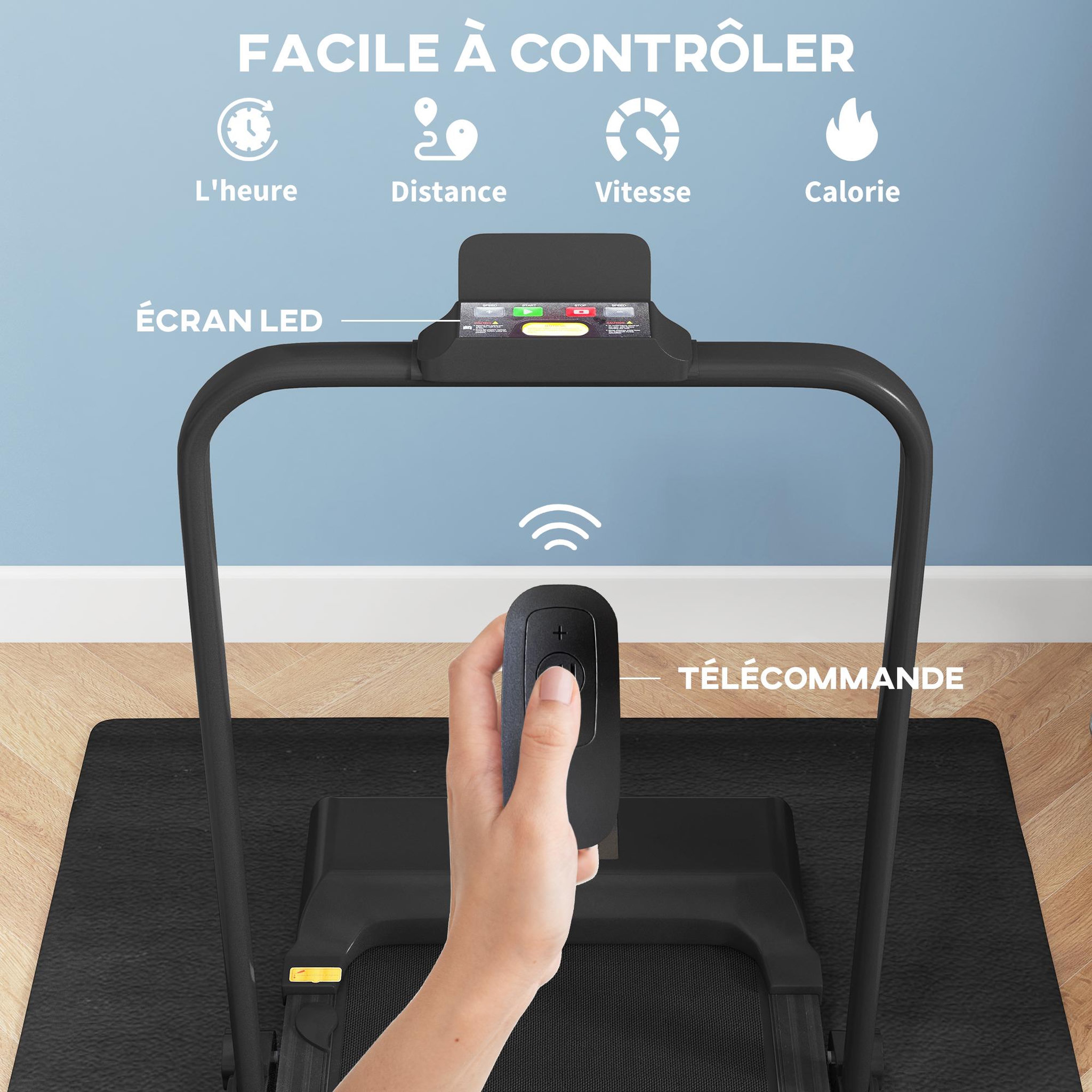 Voir la diapositive 5 : HOMCOM Tapis de course pliable 10 km/h max. 38x100 cm télécommande écran led multifonction
