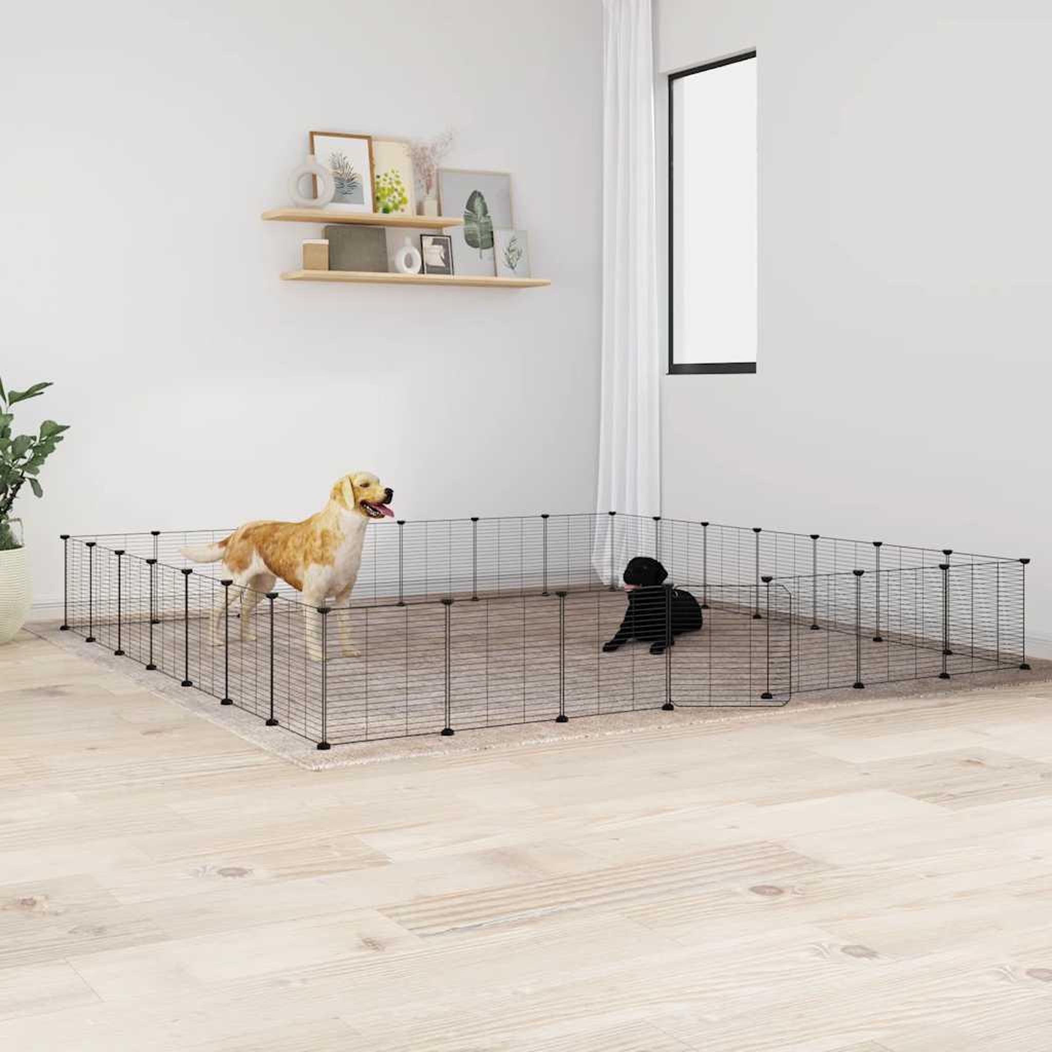 VIDAXL Cage animaux de compagnie a 28 panneaux et porte Noir 35x35 cm
