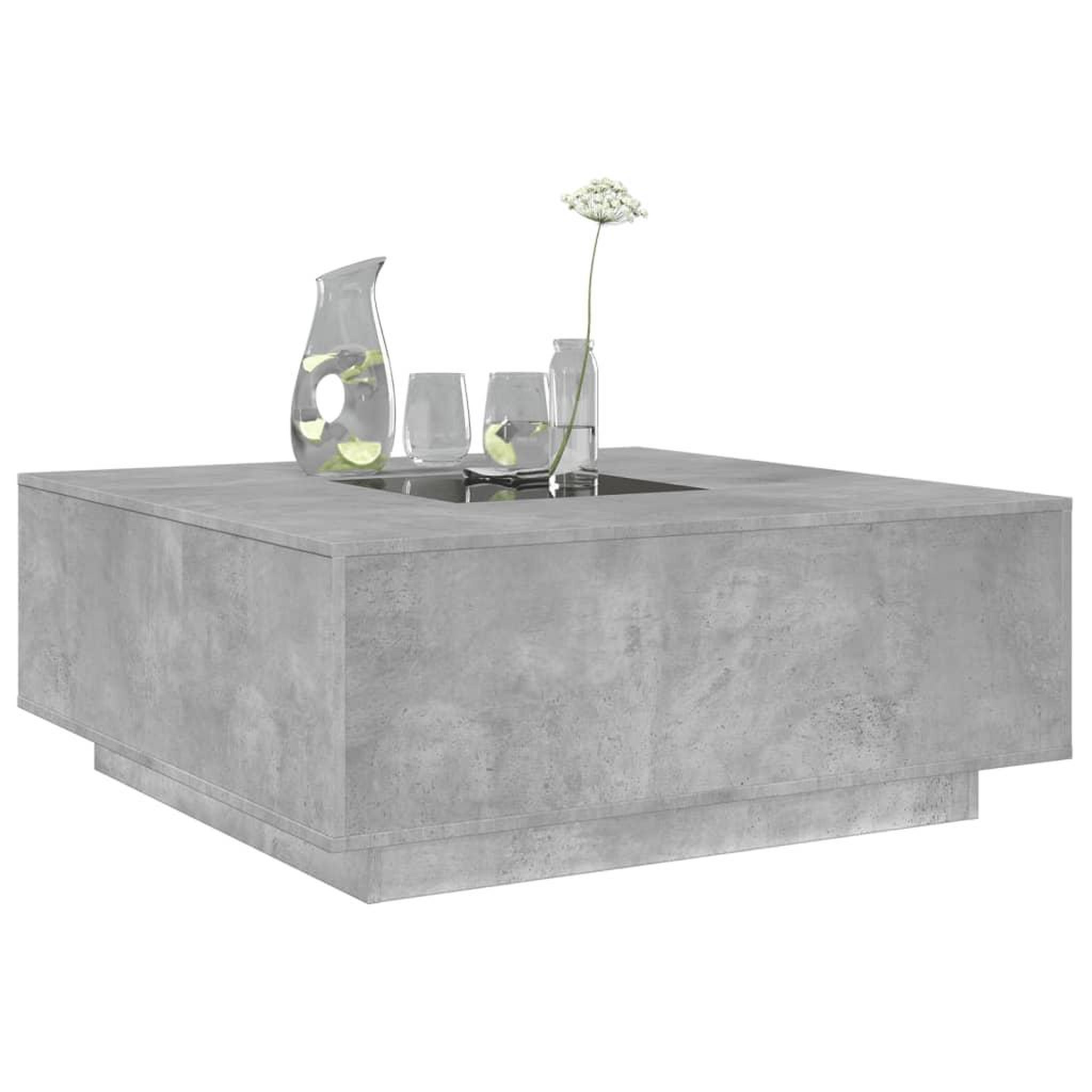 Voir la diapositive 5 : VIDAXL Table basse avec LED infini gris beton 100x100x40 cm