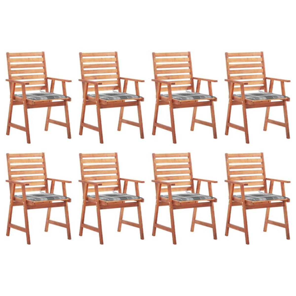 VIDAXL Chaises a manger d'exterieur lot de 8 et coussins Acacia massif
