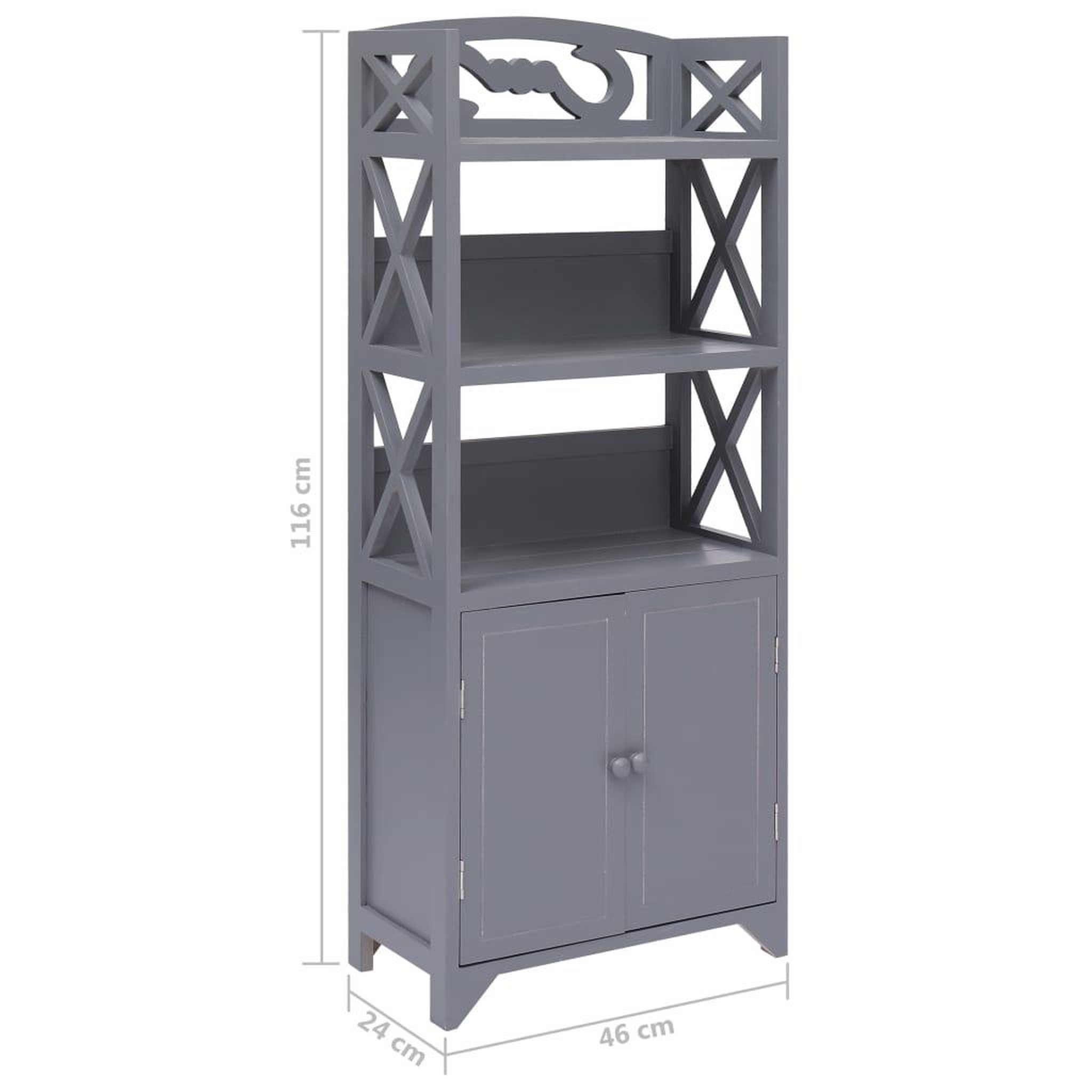 Voir la diapositive 6 : VIDAXL Armoire de salle de bain Gris 46x24x116 cm Bois de Paulownia