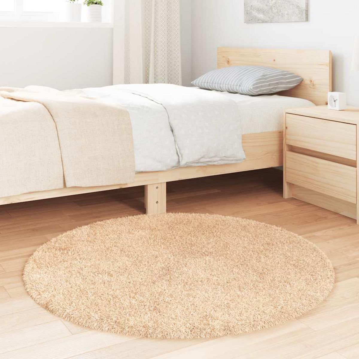 VIDAXL Tapis Shaggy a poils longs NAVARRA beige 100x100 cm polyester