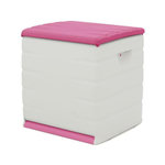 PLASTIKEN PLASTIKEN Coffre cadenassable avec roulettes - 190 L - Fonctionnel et esthetique - Beige et Fushia