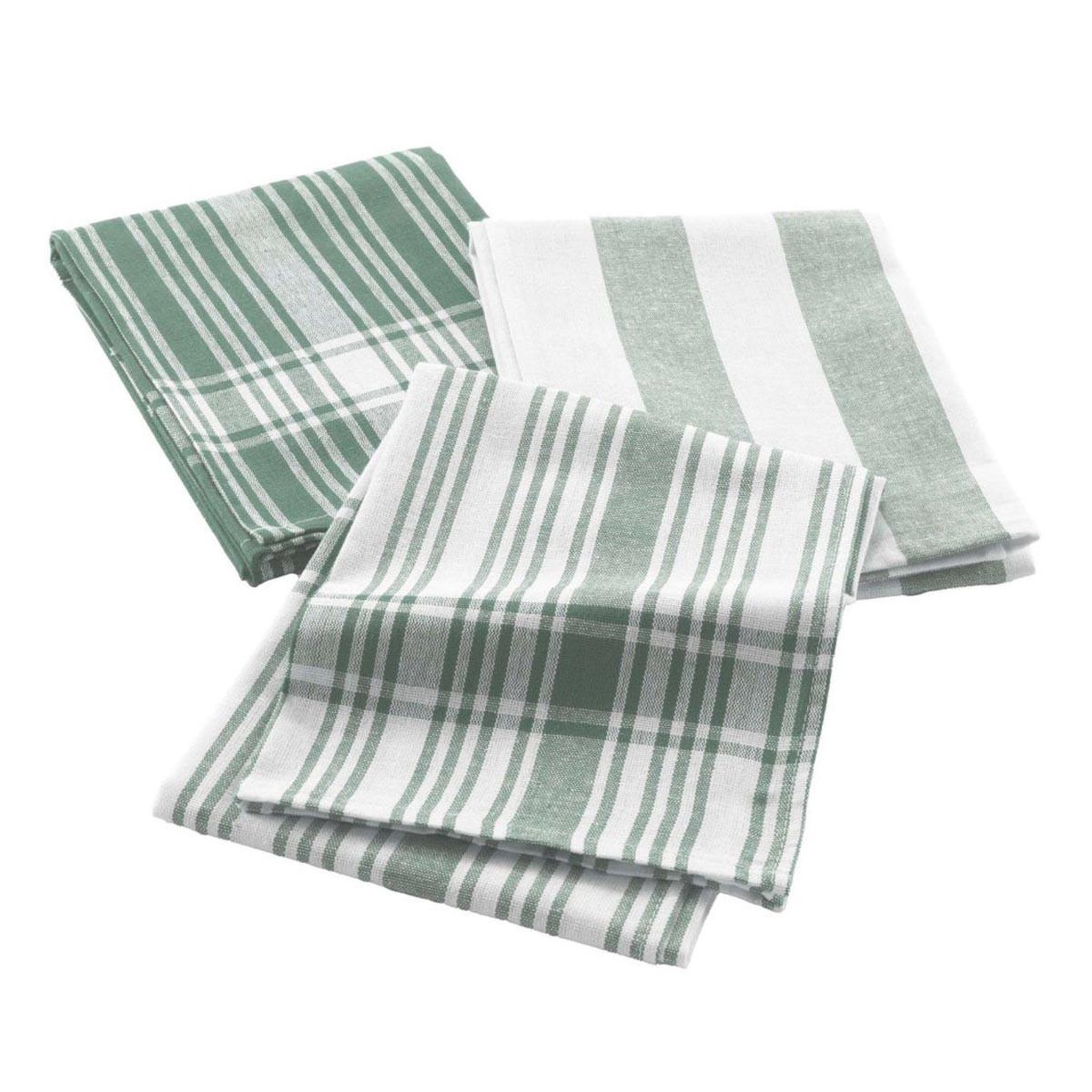 Douceur d'Intérieur Lot de 3 Torchons  Bayado  50x70cm Vert Cèdre