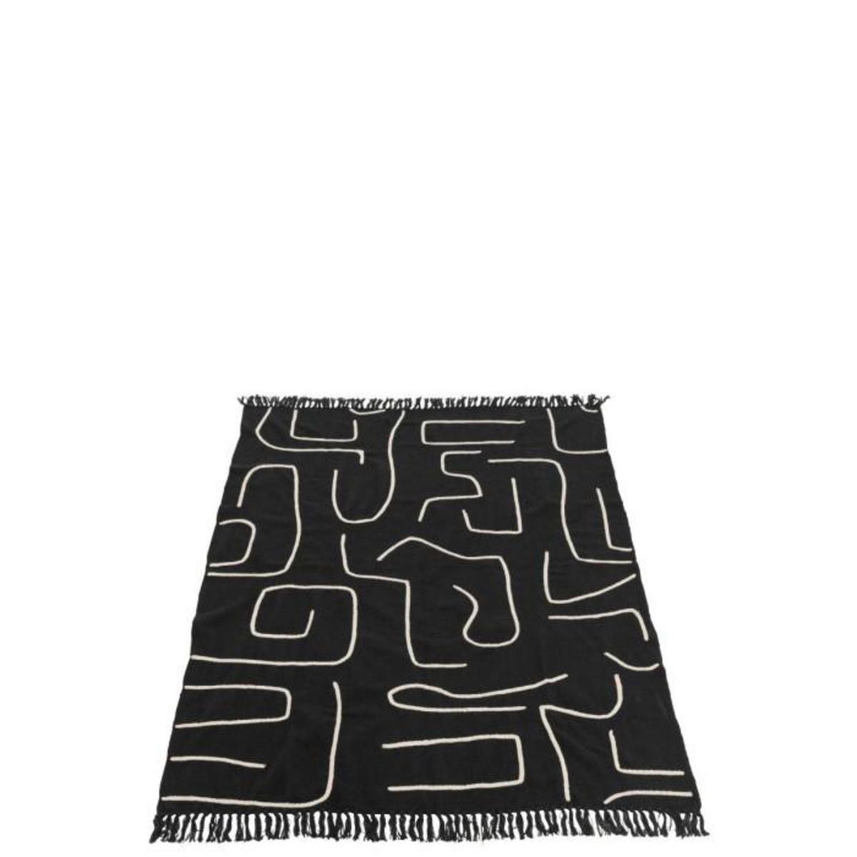 Paris Prix Plaid en Coton  Courbes  130x180cm Noir
