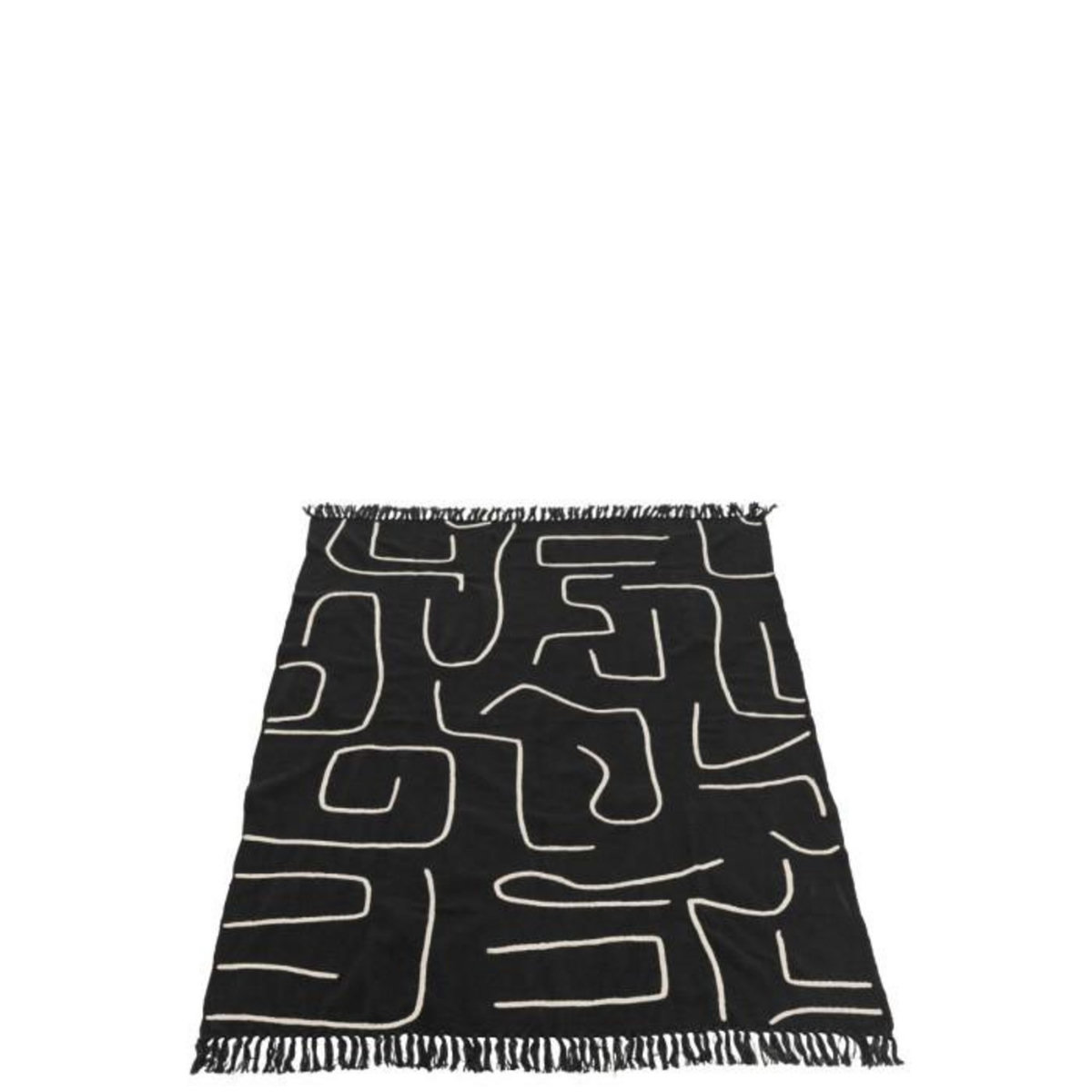 Paris Prix Plaid en Coton  Courbes  130x180cm Noir