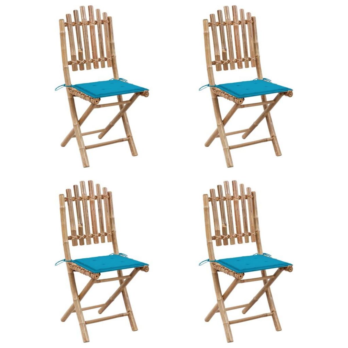 VIDAXL Mobilier a dîner d'exterieur pliable 5 pcs avec coussins bambou