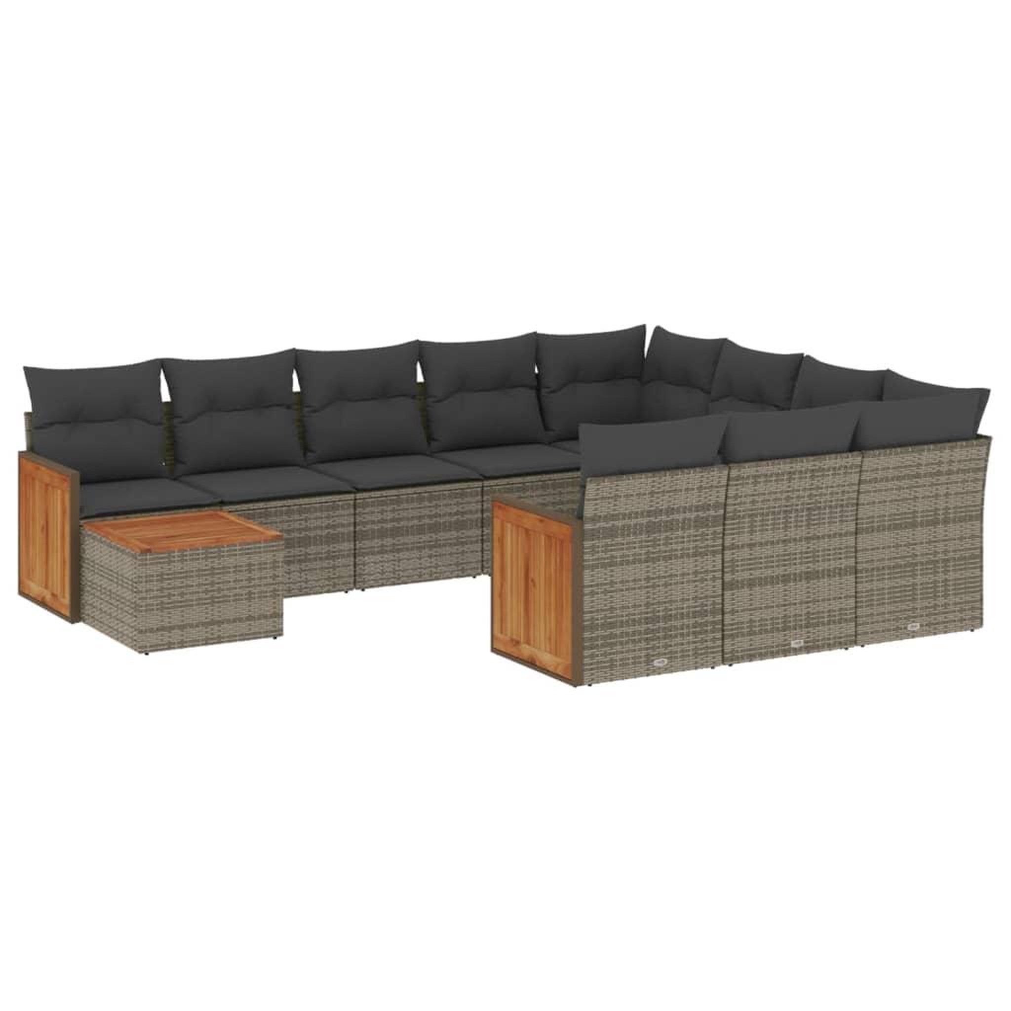 Voir la diapositive 2 : VIDAXL Salon de jardin 11 pcs avec coussins gris resine tressee