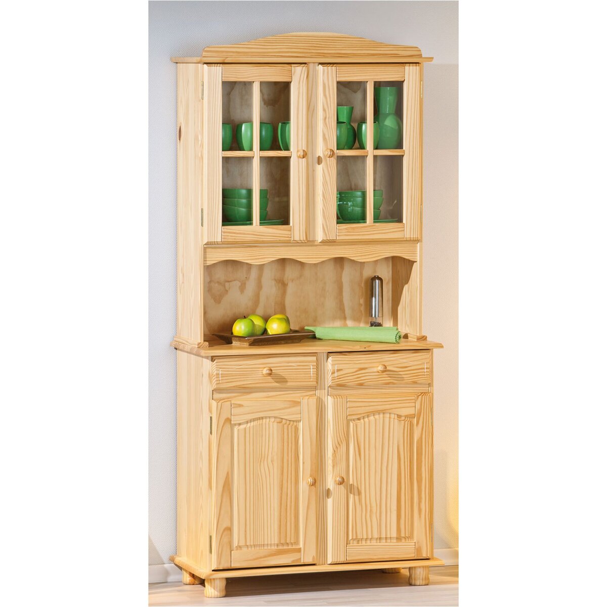 Vaisselier en pin massif vernis naturel - ALICANTE