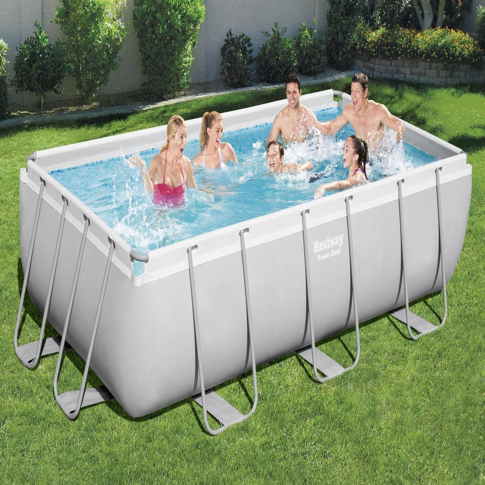 Voir la diapositive 2 : CONCEPT USINE Piscine tubulaire rectangulaire 404 x 201 x 1 m hawi