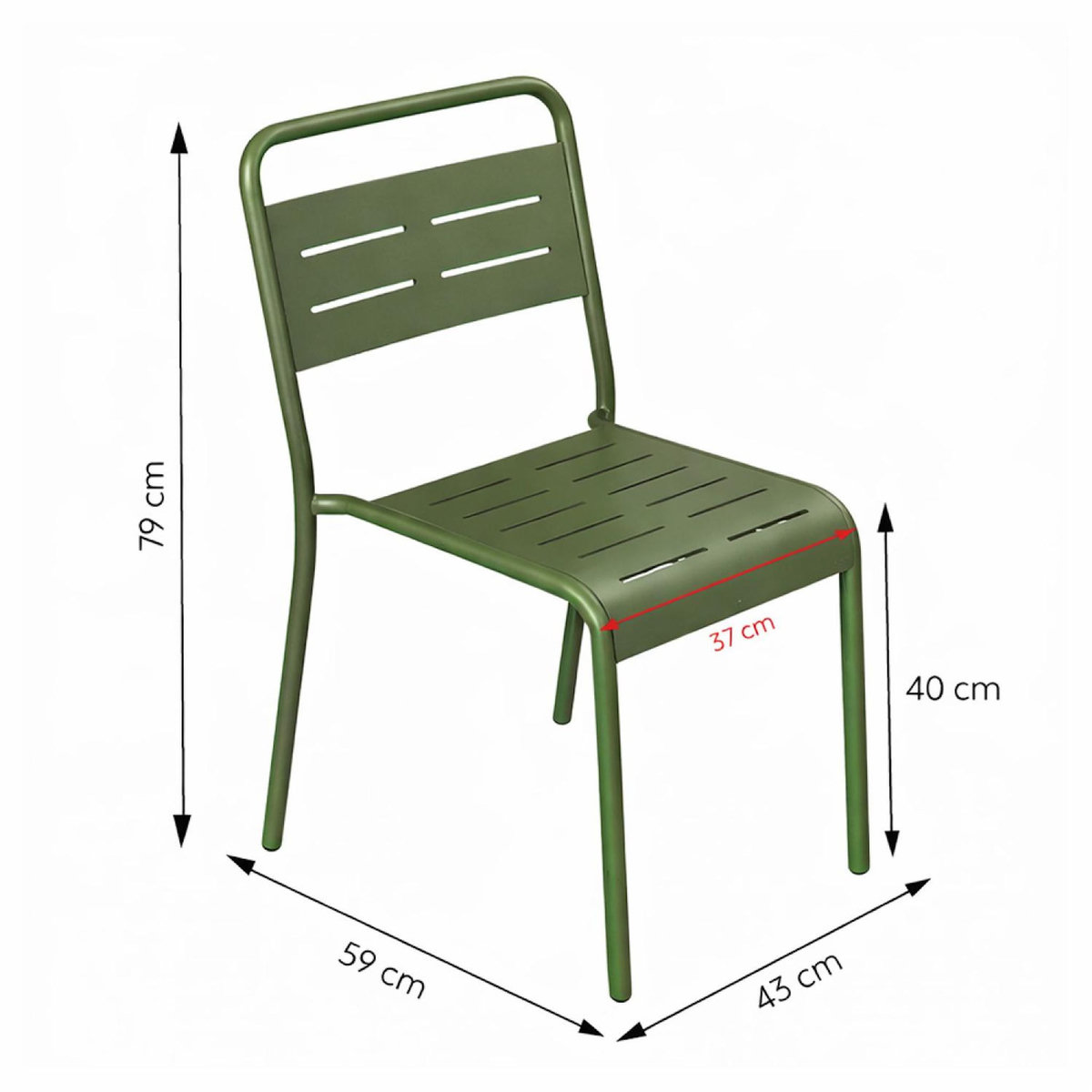 CONCEPT USINE Ensemble table de jardin 160 cm et 6 chaises vert BERGAME