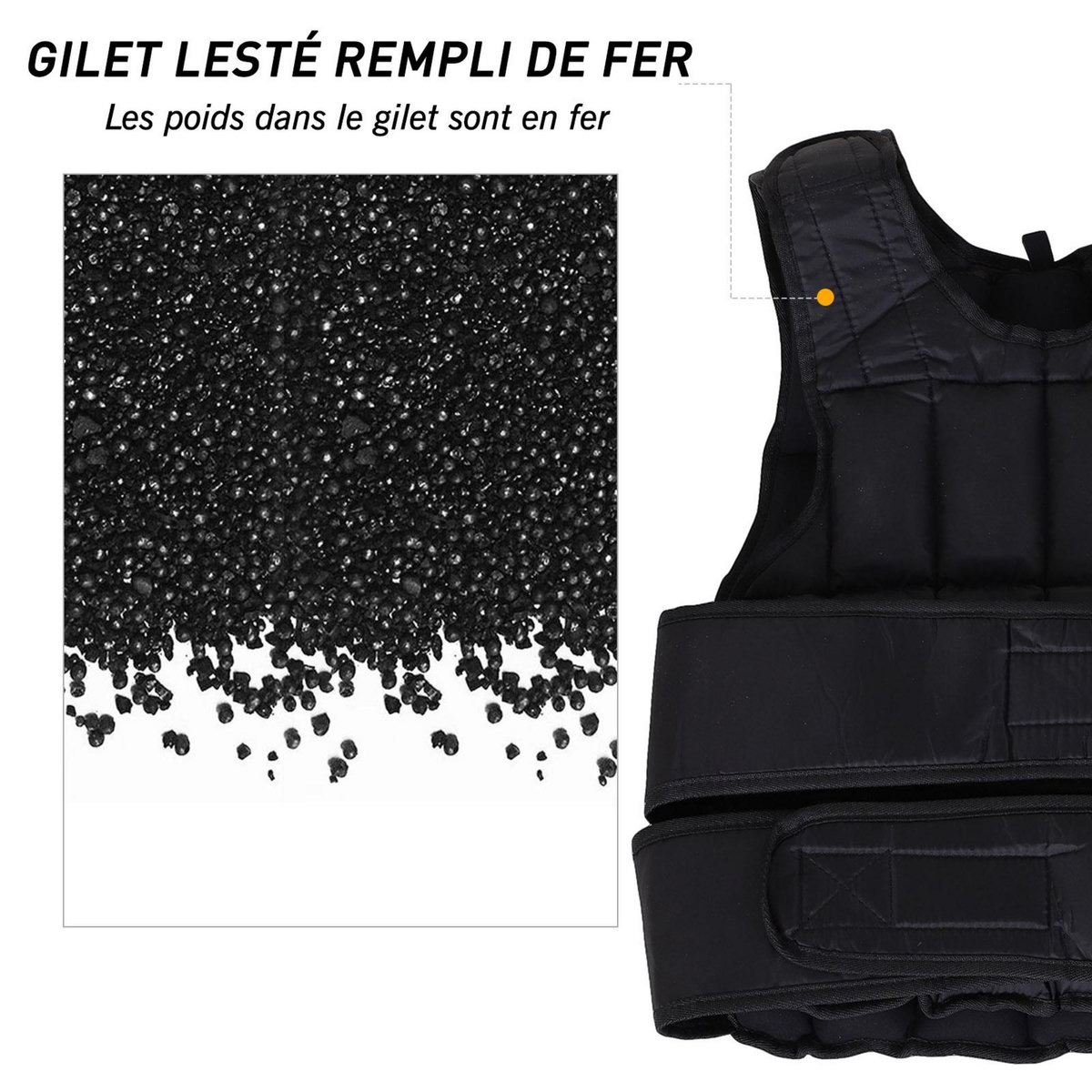 HOMCOM Gilet lesté réglable veste lestée 20 Kg max. poids amovibles entrainement musculation exercice boxe oxford noir