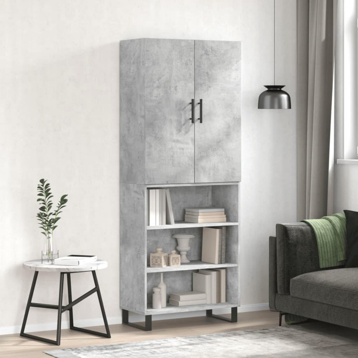 VIDAXL Buffet haut Gris beton 69,5x34x180 cm Bois d'ingenierie