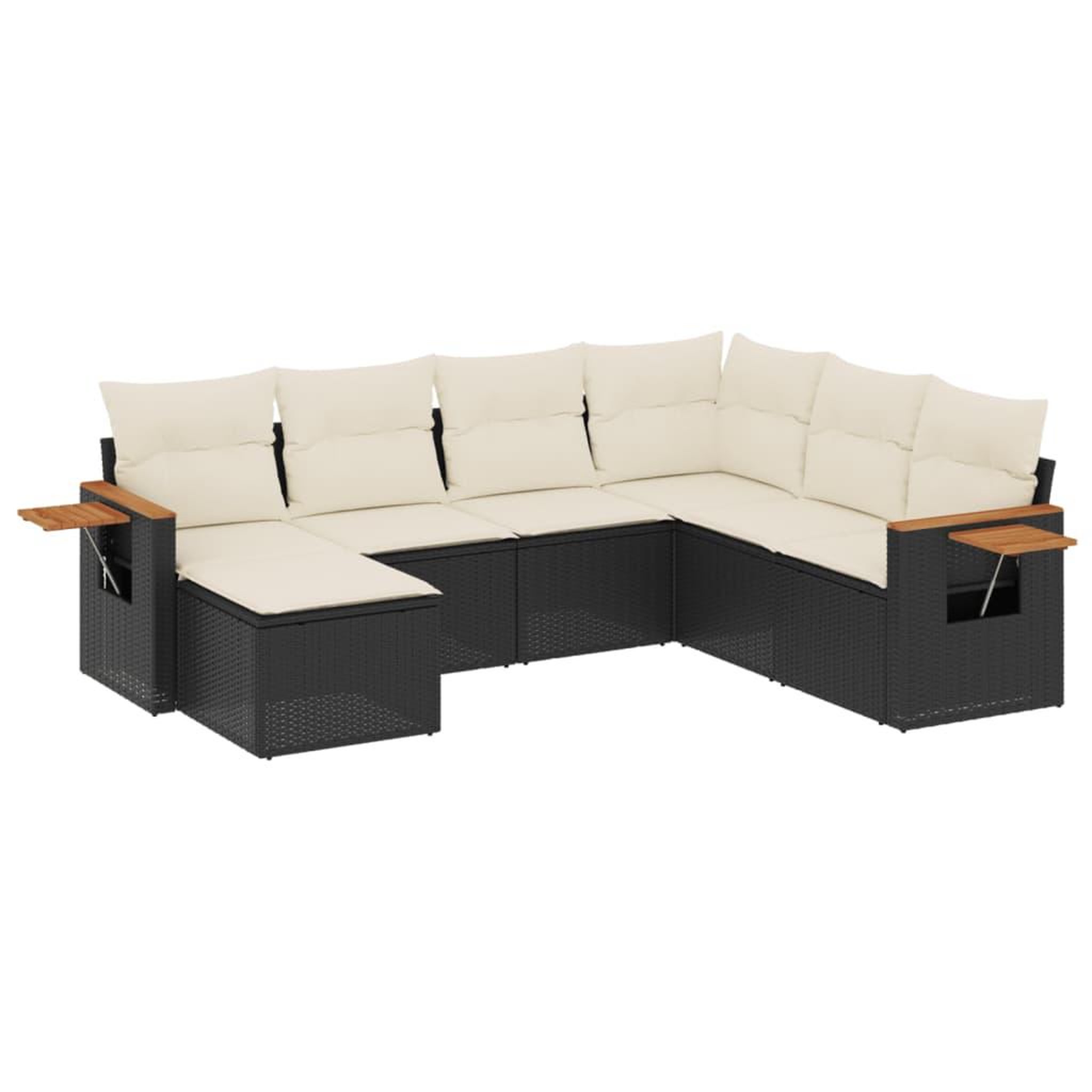 Voir la diapositive 2 : VIDAXL Salon de jardin 7 pcs avec coussins noir resine tressee