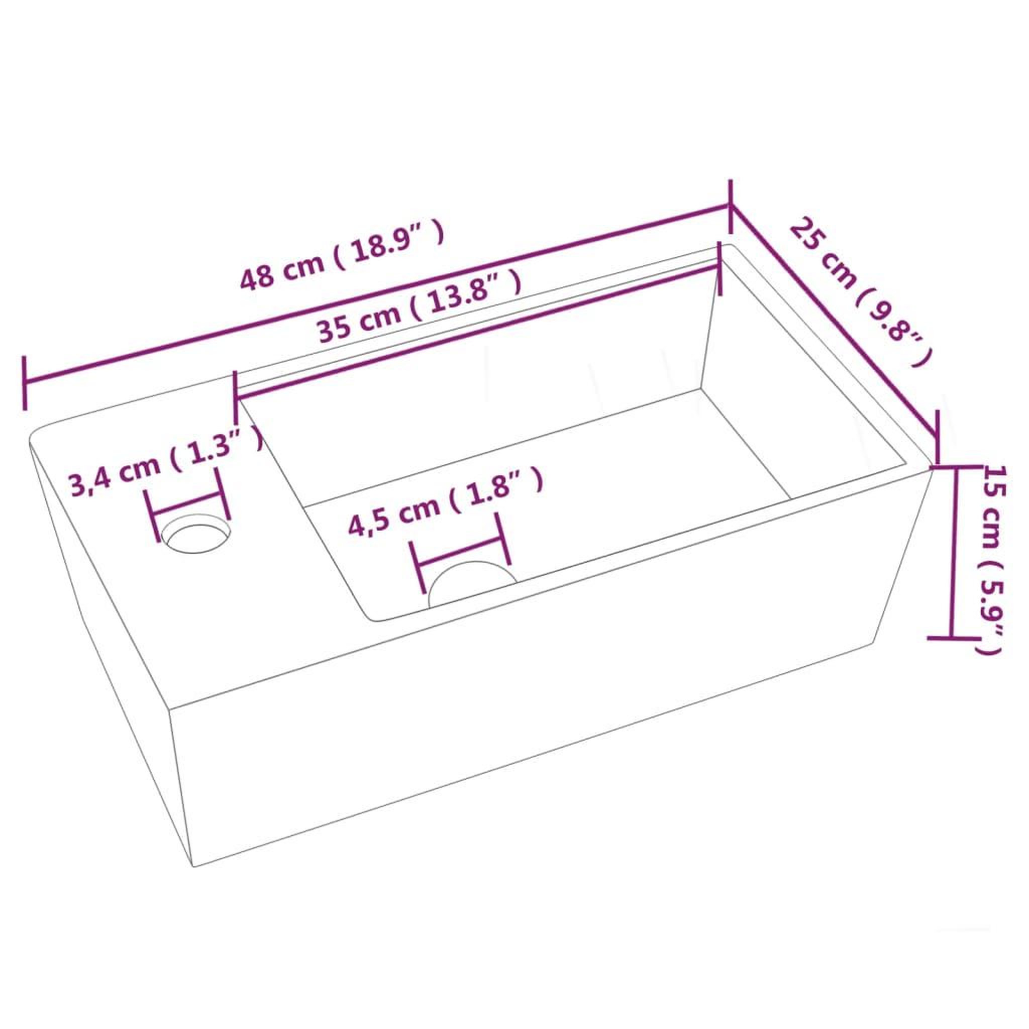 Voir la diapositive 6 : VIDAXL Lavabo blanc 48x25x15 cm ceramique
