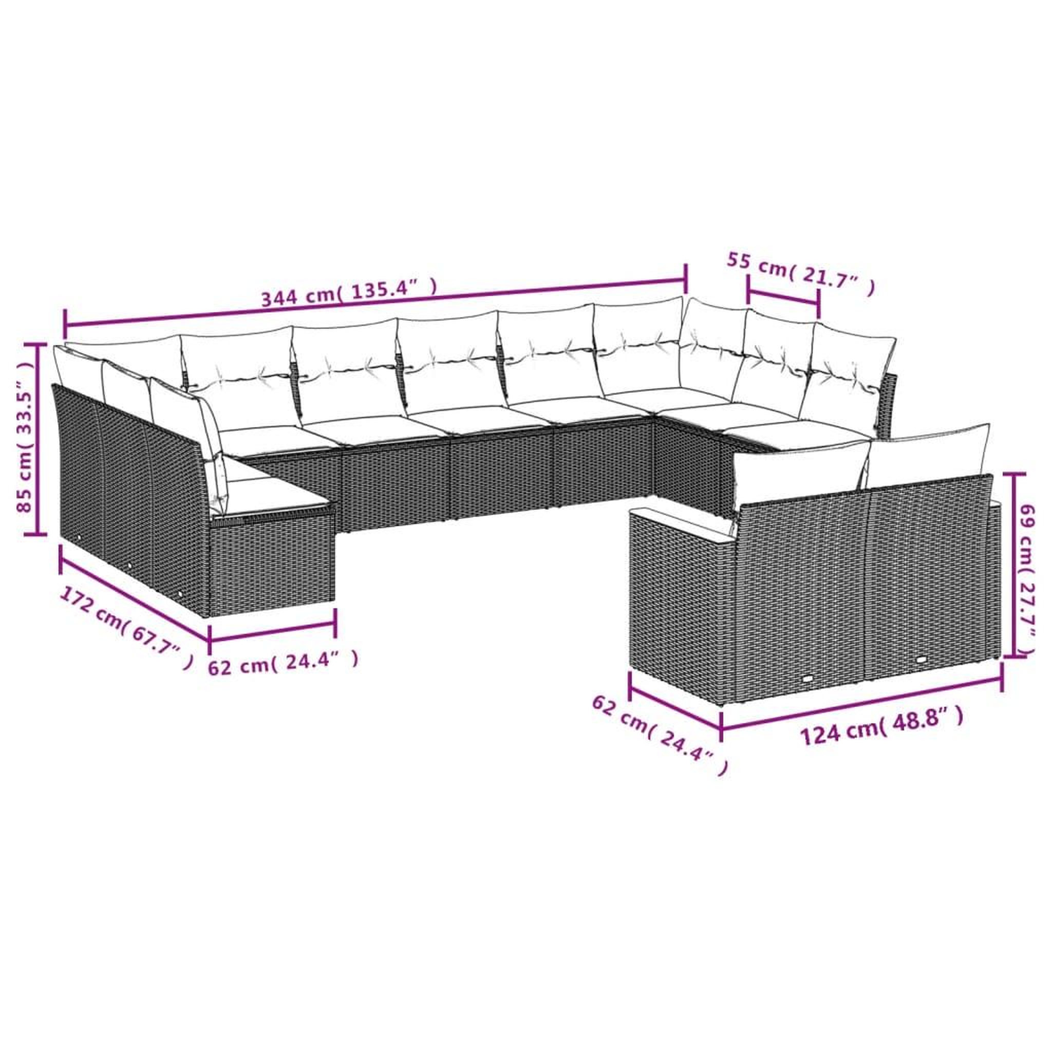 Voir la diapositive 3 : VIDAXL Salon de jardin 7 pcs avec coussins noir resine tressee