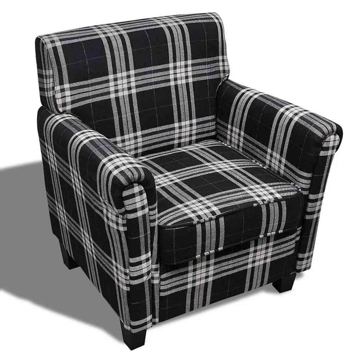 VIDAXL Fauteuil avec coussin Noir Tissu
