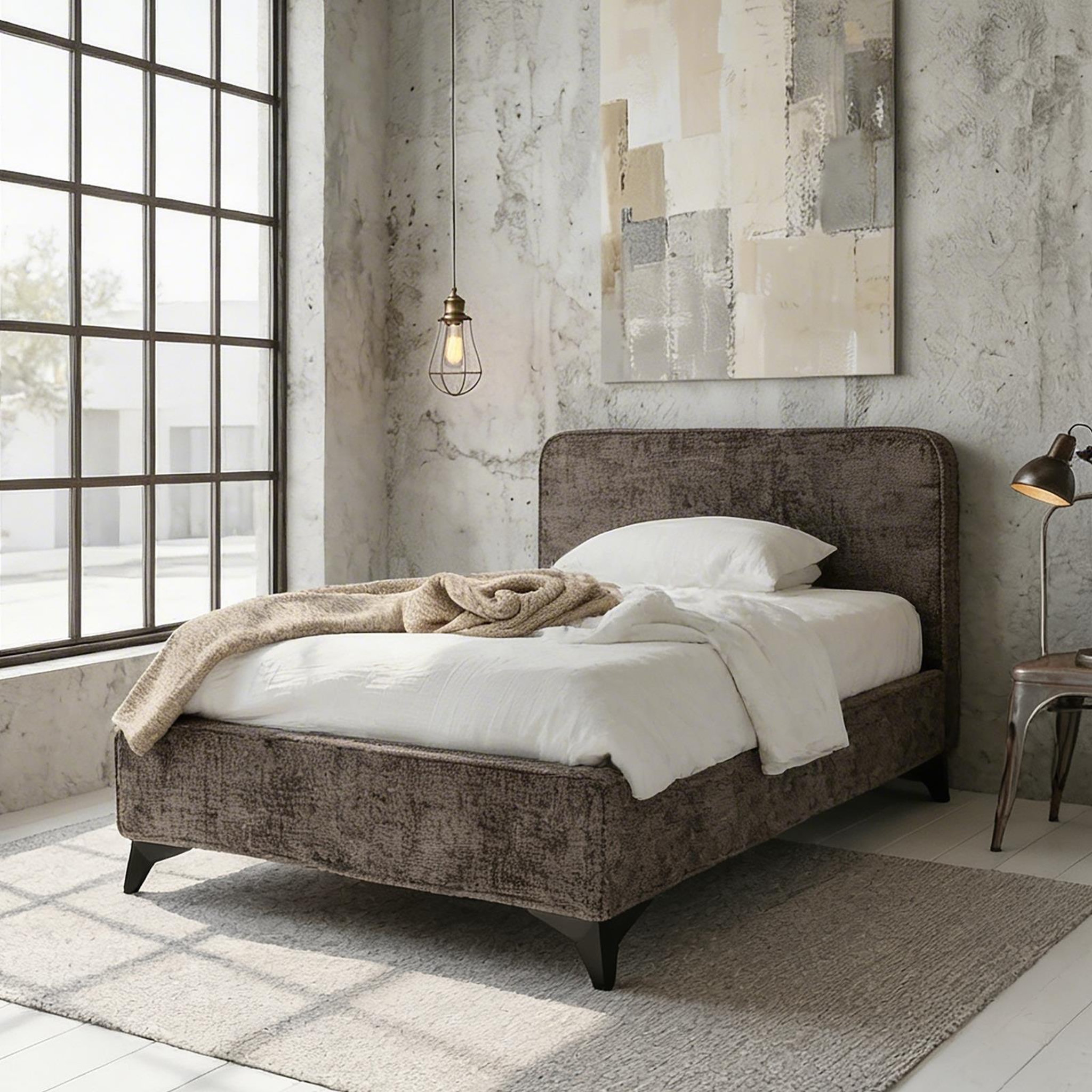 Voir la diapositive 3 : IDIMEX Lit simple leverda 90 x 190 cm, revêtement en tissu