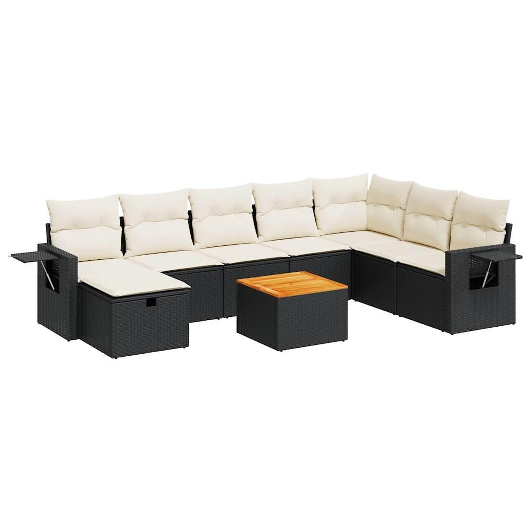 Voir la diapositive 2 : VIDAXL Salon de jardin 9 pcs avec coussins noir resine tressee