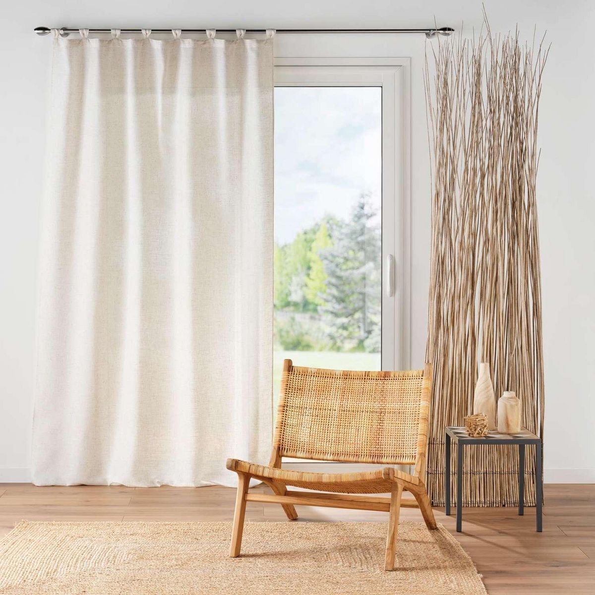 Douceur d'Intérieur Rideau Calistoga à passants plissés - 140 x 240 cm - Naturel