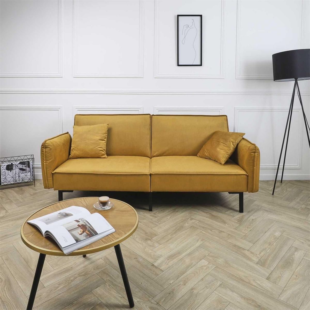 The Home Deco Factory Canapé convertible en velours Giulia