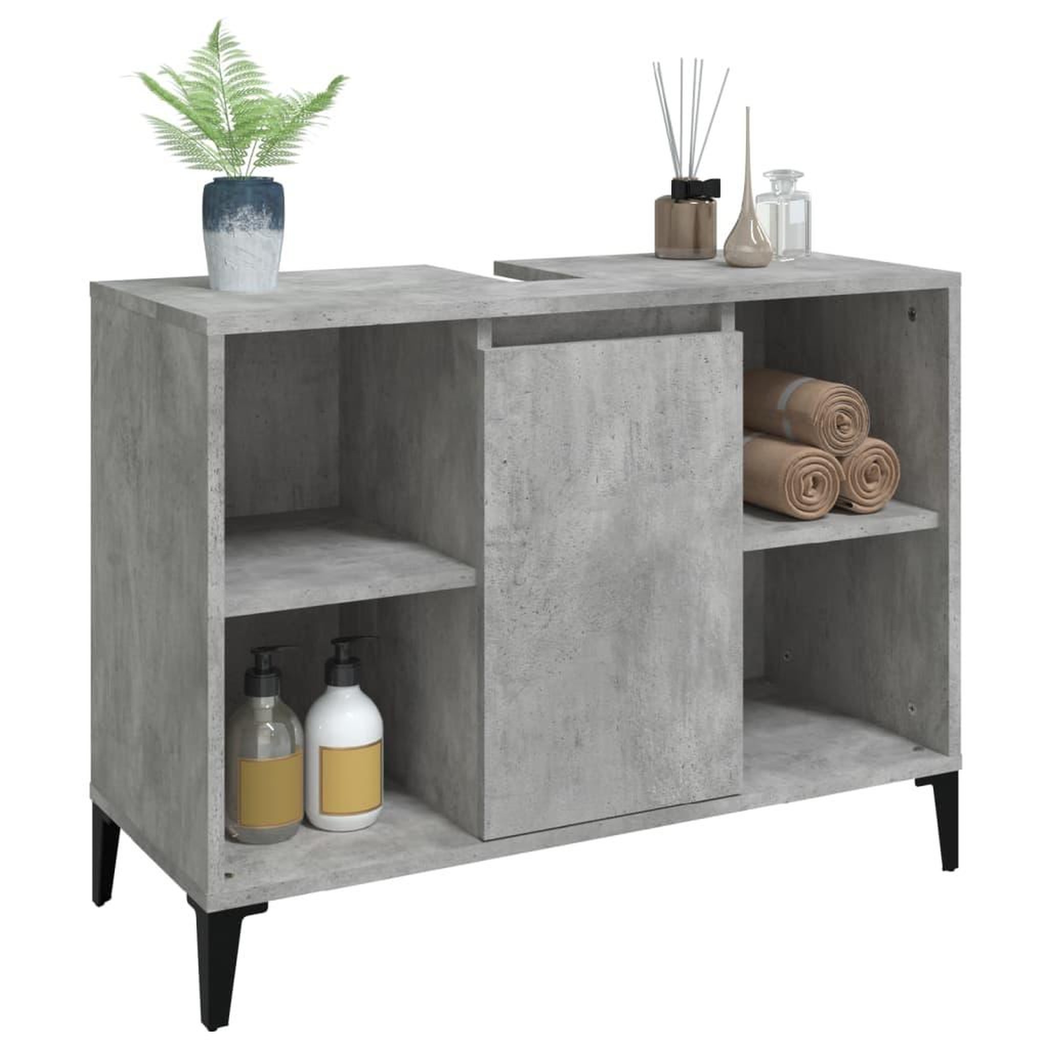 Voir la diapositive 4 : VIDAXL Meuble d'evier gris beton 80x33x60 cm bois d'ingenierie