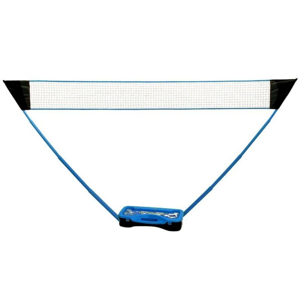 PLAY4FUN Set de Badminton complet avec filet 295 x 38 x 154 cm, raquettes, volants et étui de rangement