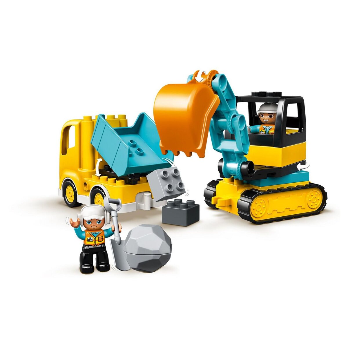 LEGO DUPLO 10931 - Le camion et la pelleteuse, Jouet Engin de Chantier pour Enfant de 2 Ans et Plus