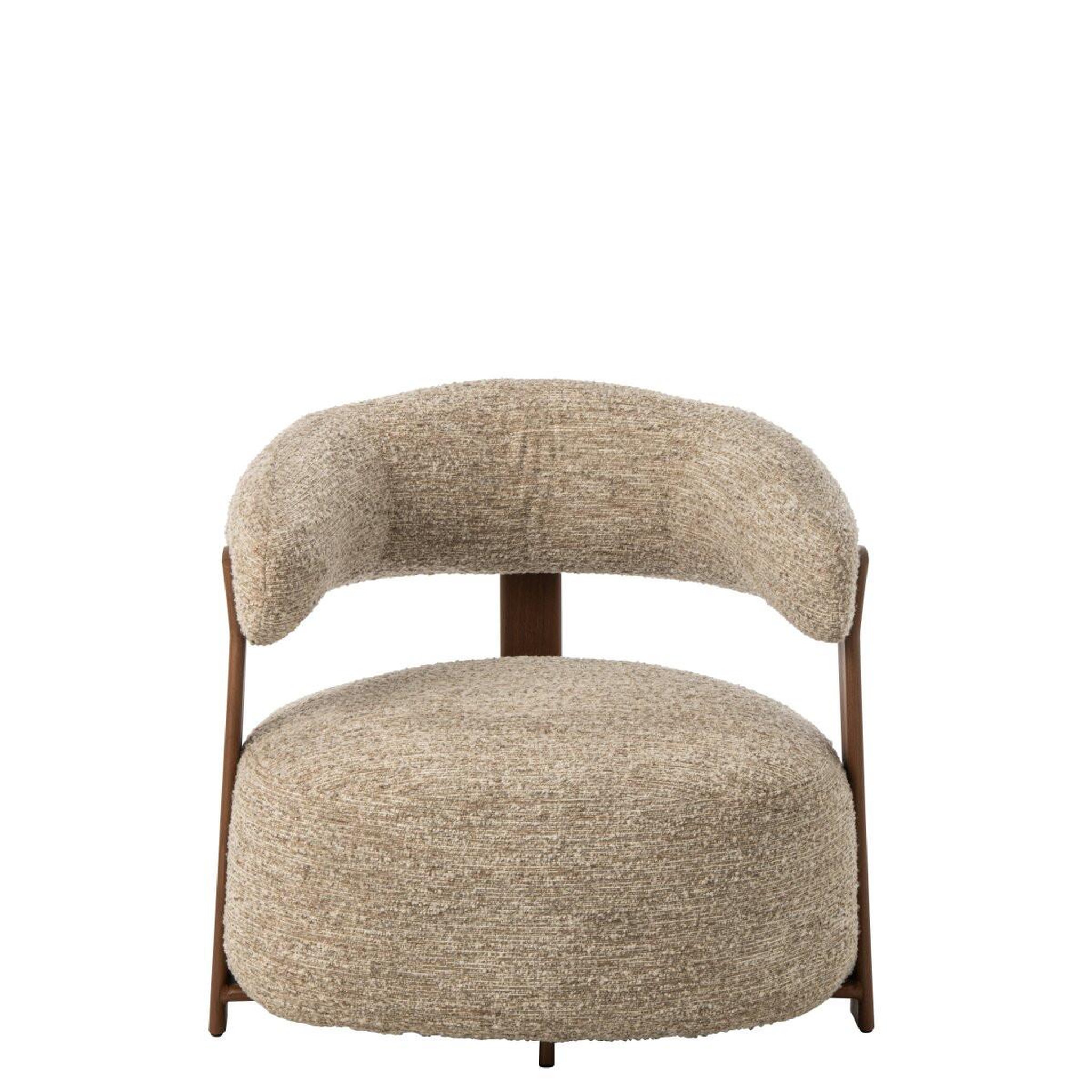 Voir la diapositive 2 : J-LINE Fauteuil Design en Tissu  Thilde  78cm Beige