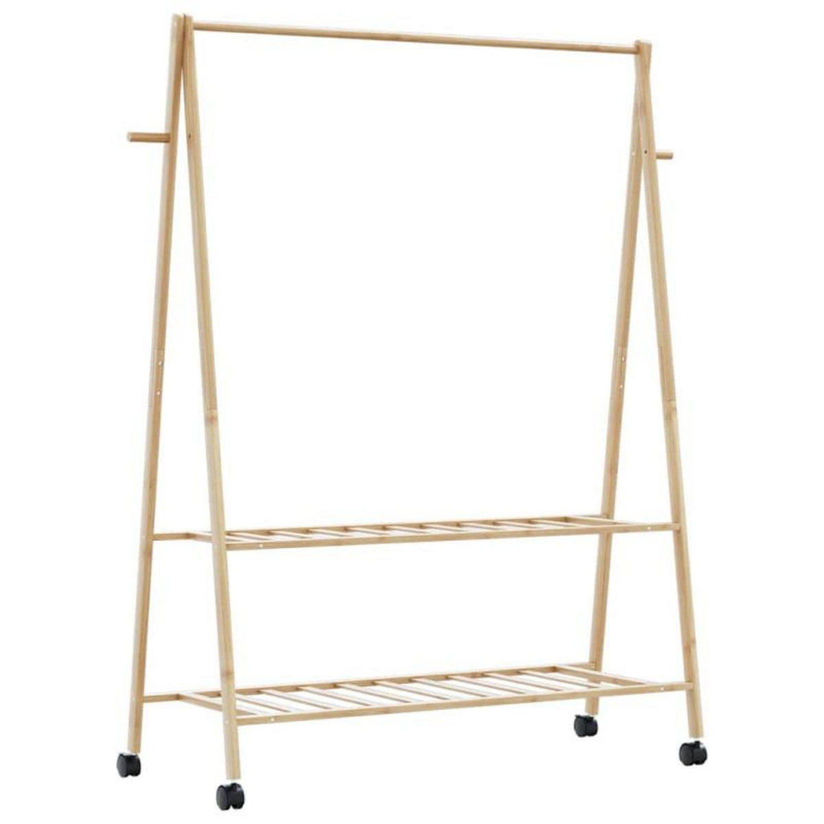 VIDAXL Porte vêtements et étagères roulettes 132x45,5x155,5cm bambou