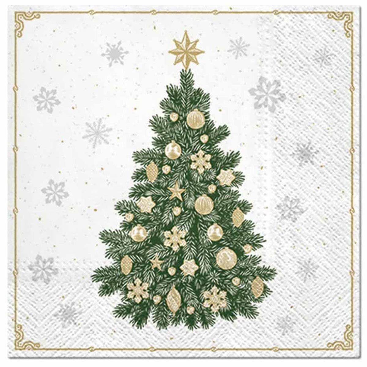 Paris Prix Lot de 20 Serviettes en Papier  Sapin Givré  33x33cm Vert