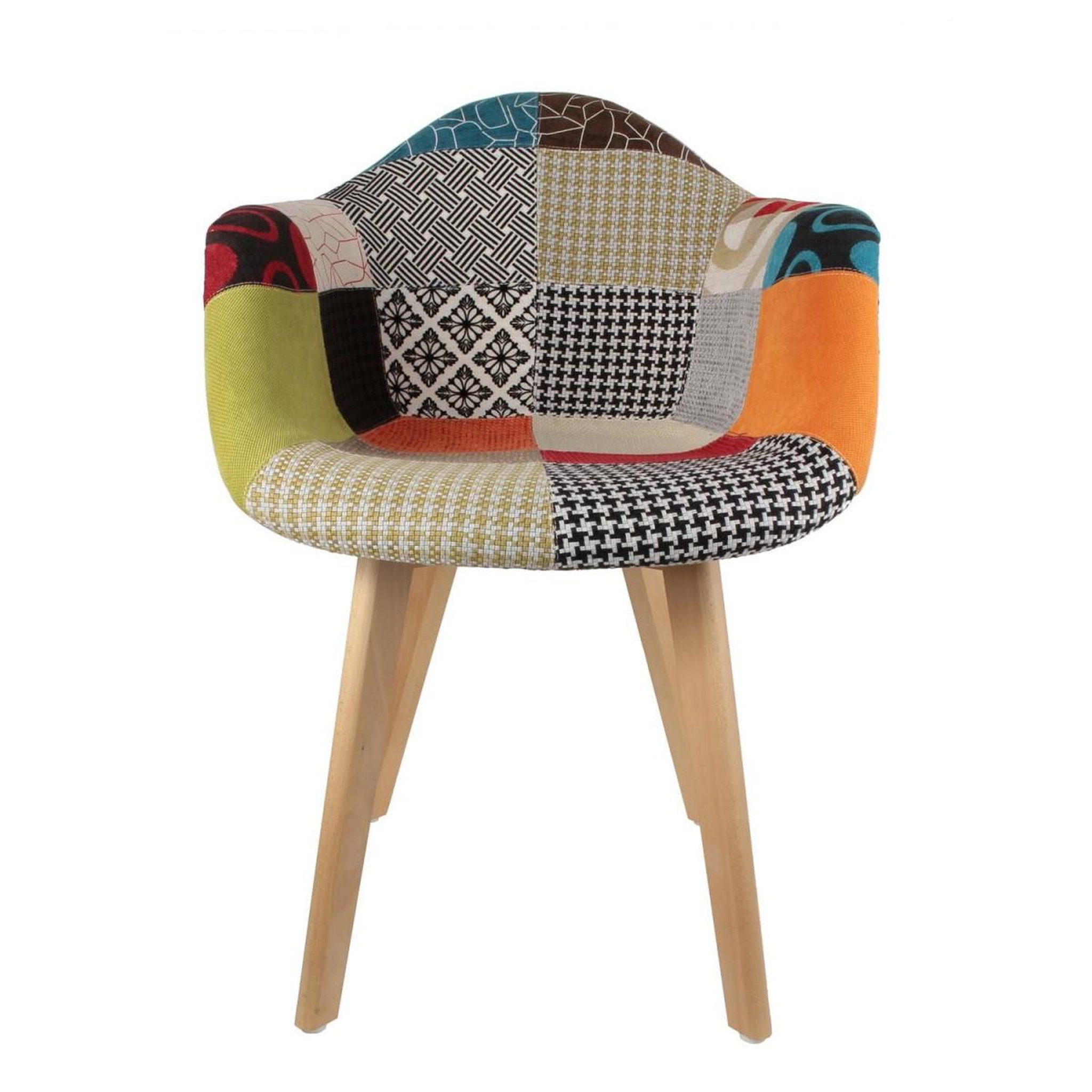 Voir la diapositive 2 : The Home Deco Factory Lot de 2 Fauteuils  Patchwork  85cm Multicolore