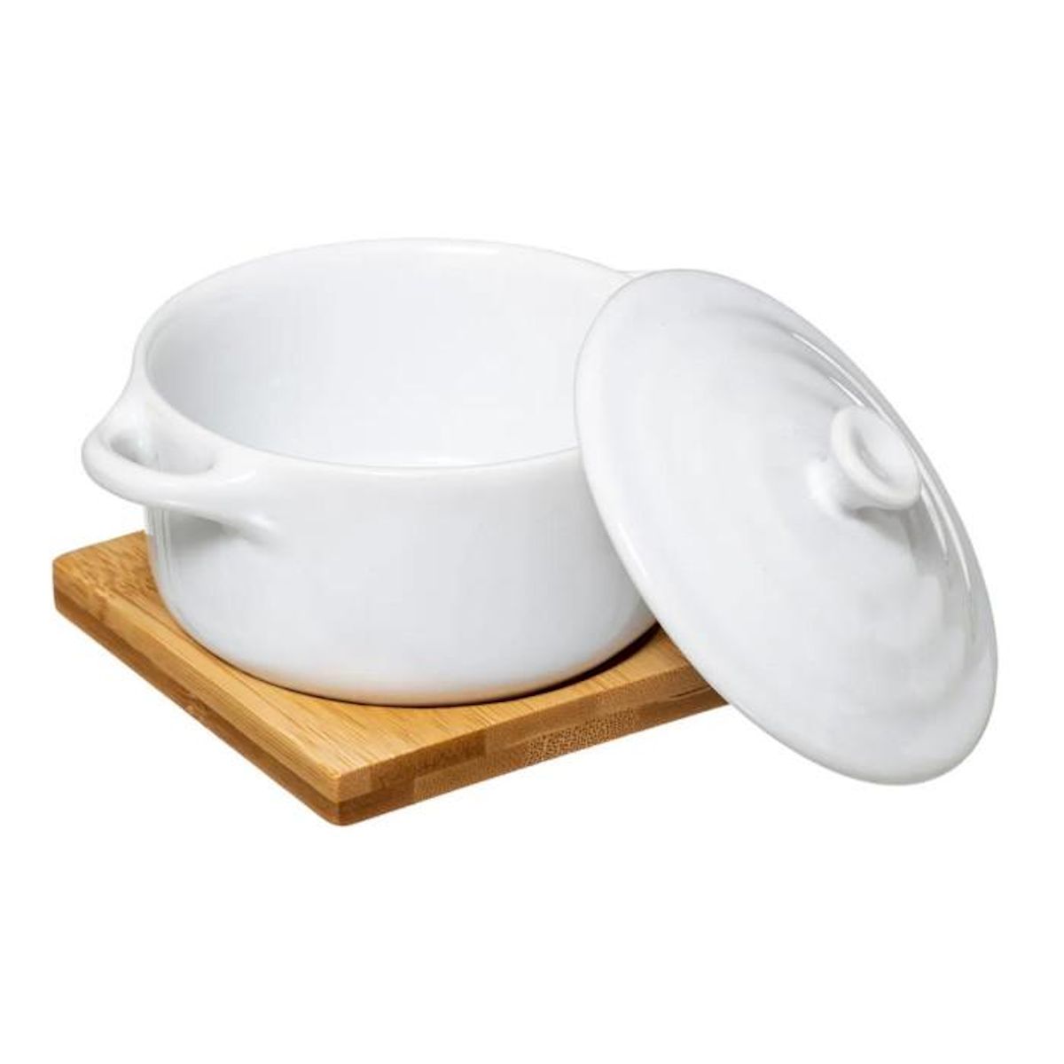 FIVE Cocotte & Soucoupe  Bambou  13cm Blanc