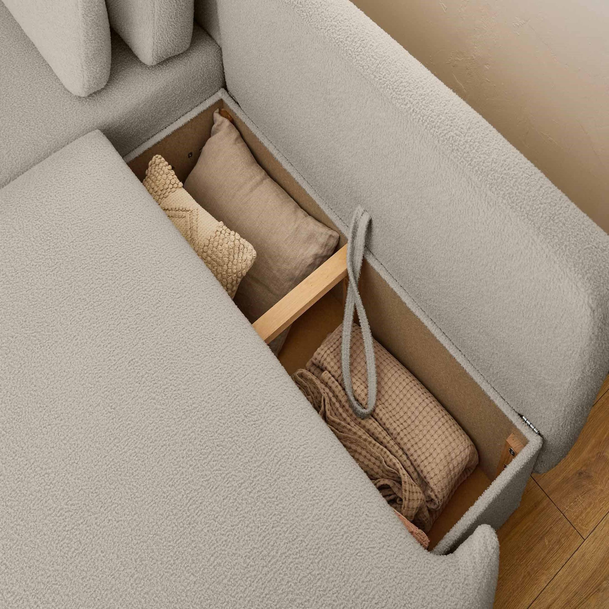 Voir la diapositive 3 : BEST MOBILIER Mahina - canapé d'angle gauche - 4 places - convertible avec coffre - en tissu bouclette