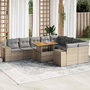 Voir la diapositive 1 : VIDAXL Salon de jardin avec coussins 10pcs beige resine tressee acacia
