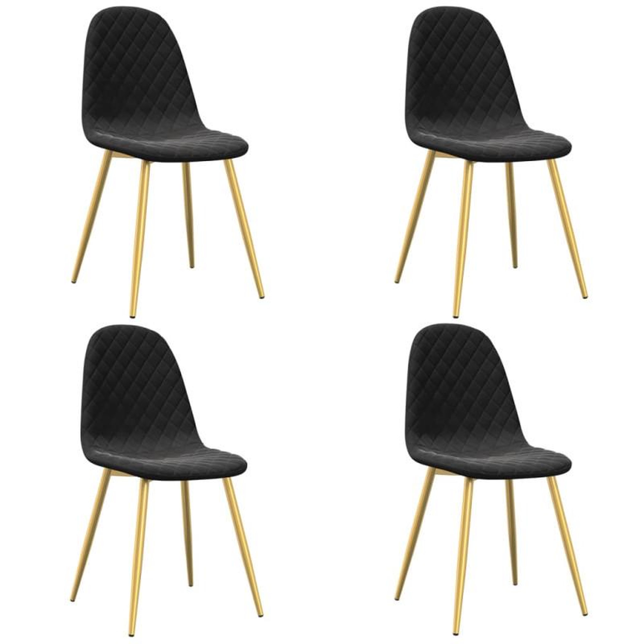 Voir la diapositive 2 : VIDAXL Chaises à manger lot de 4 Noir Velours
