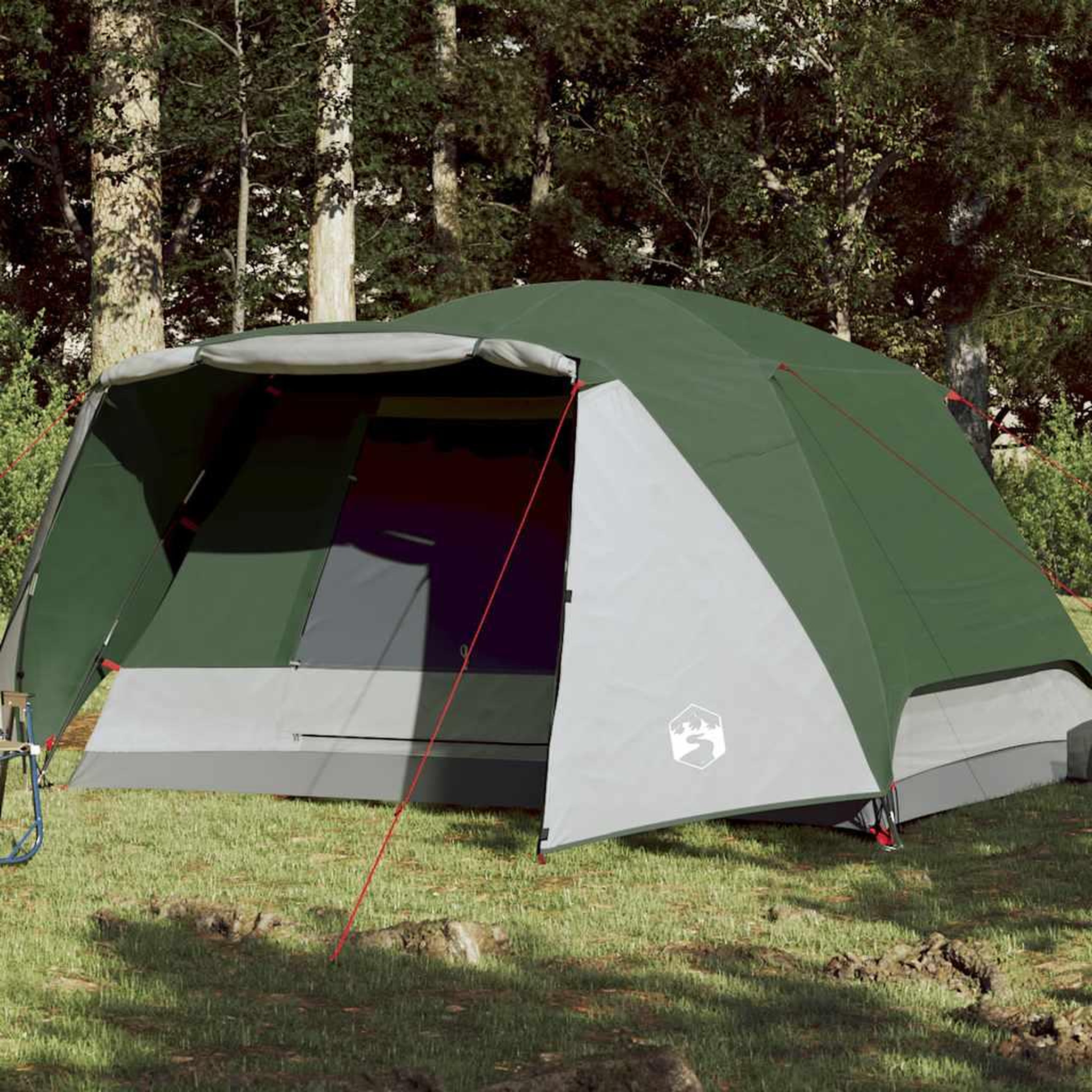VIDAXL Tente de camping avec porche 4 personnes vert impermeable