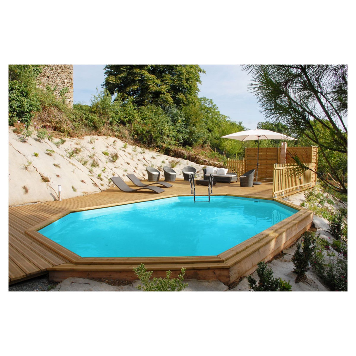 GRE Piscine hors sol bois ovale - 620x395x136cm - SAFRAN 2