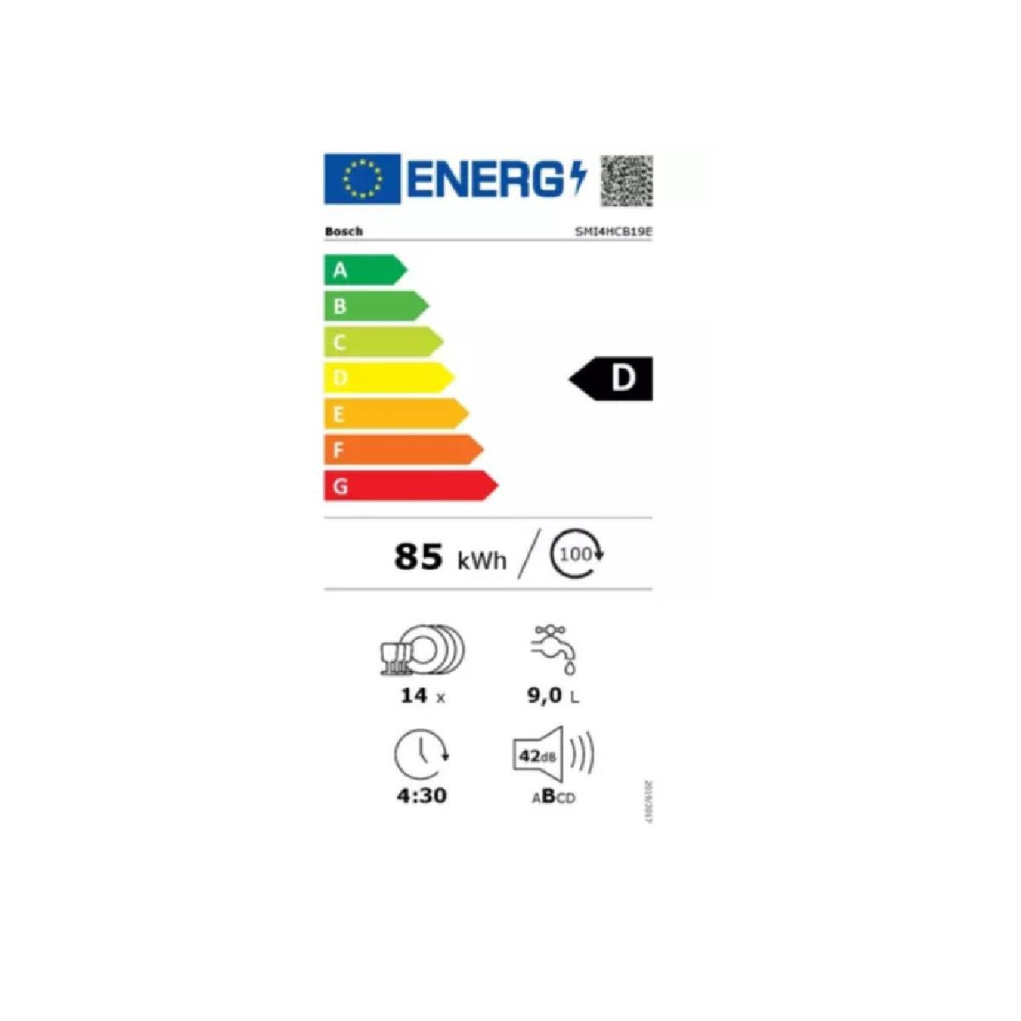 Voir la diapositive 2 : BOSCH Lave-vaisselle intégrable 60cm 14 couverts 42db avec bandeau noir - SMI4HCB19E