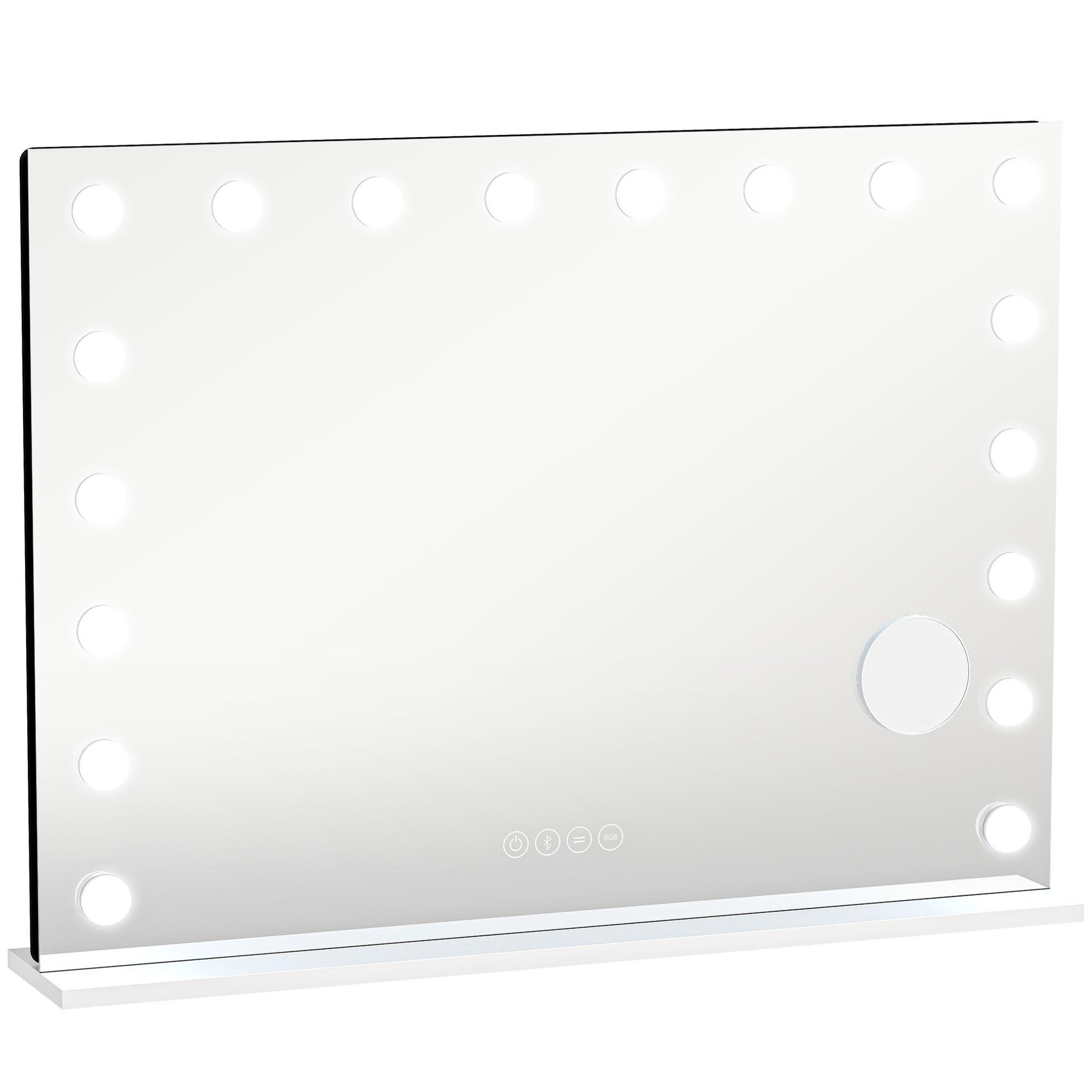 HOMCOM Miroir maquillage hollywood lumineux led tactile réglable 18 ampoules hp bluetooth