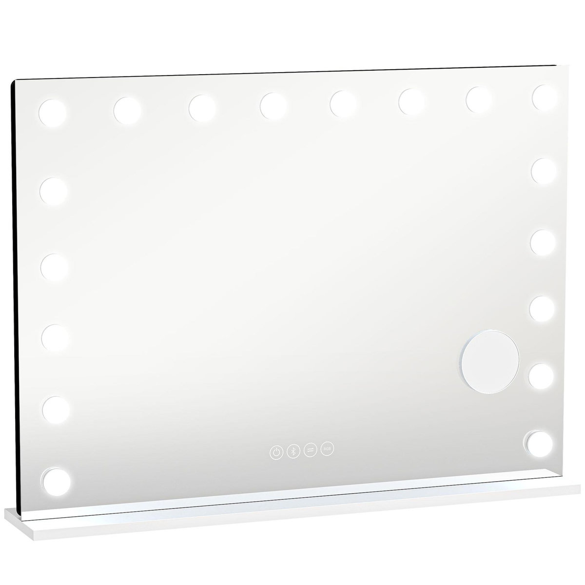 HOMCOM Miroir maquillage Hollywood lumineux LED tactile réglable 18 ampoules HP bluetooth