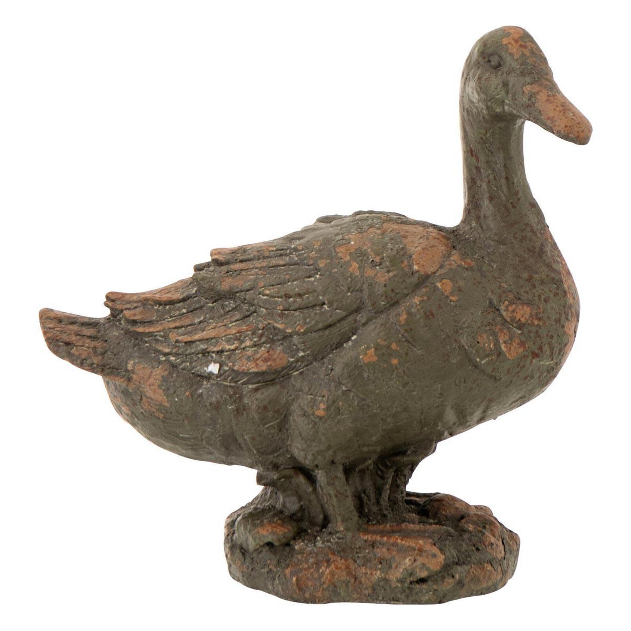 J-LINE Statuette canard d'extérieur  antik  36cm vert foncé