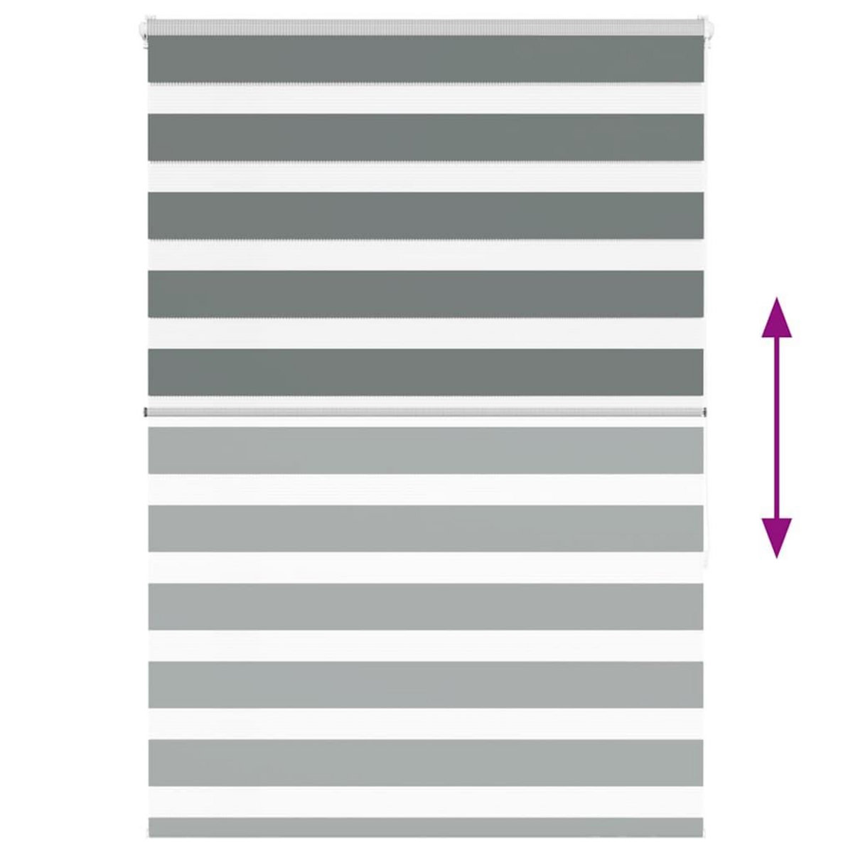 VIDAXL Store zebre gris fonce largeur du tissu 125,9 cm polyester