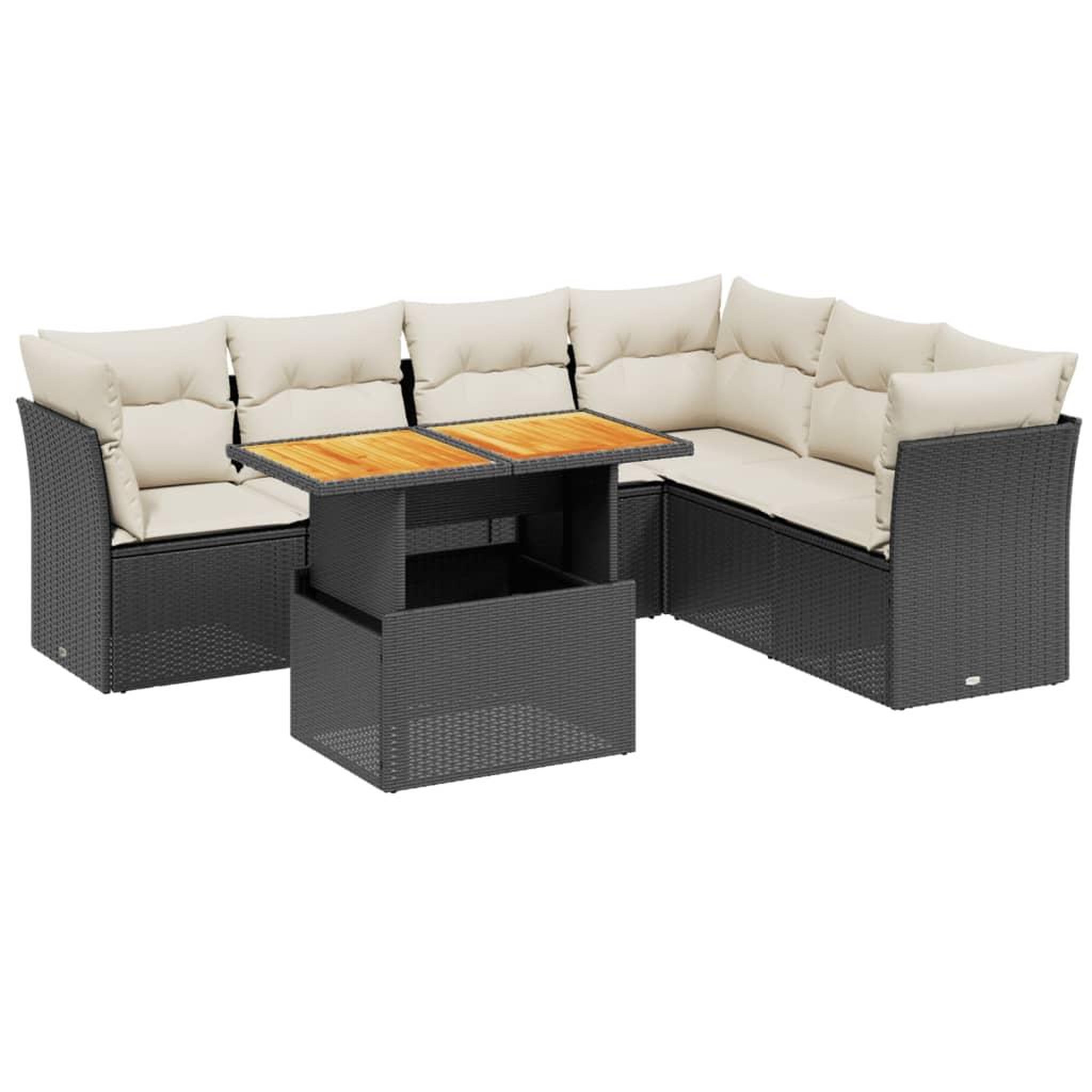 Voir la diapositive 2 : VIDAXL Salon de jardin 7 pcs avec coussins noir resine tressee